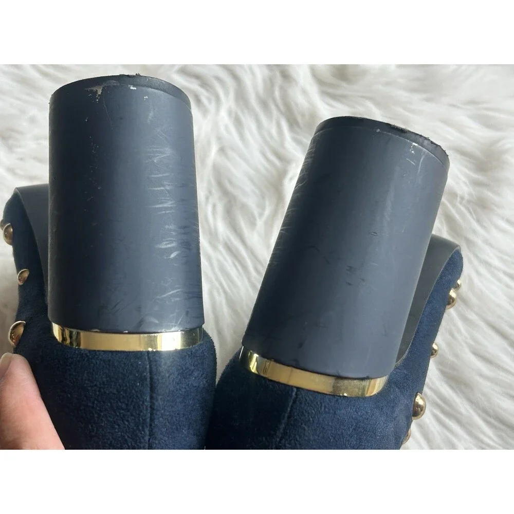 Cape Robbin Women's Size 8.5 Navy Blue Gold Studded Heel Boots Booties